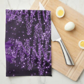 Linge De Cuisine Christmas Sparkling Trees Purple Faux Bow  (Quart Plié)