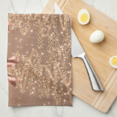 Linge De Cuisine Christmas Sparkling Trees Rose Gold Faux Bow  (Quart Plié)