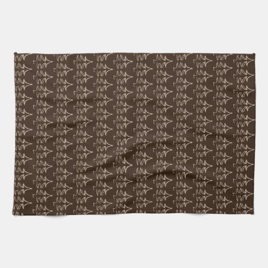 Linge De Cuisine Christmas Tree Pattern Dark chocolate (Horizontal)