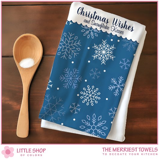 Linge De Cuisine Christmas Wishes Snowflake Pattern Customizable