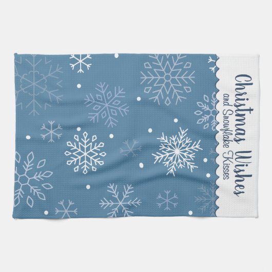 Linge De Cuisine Christmas Wishes Snowflake Pattern Customizable (Horizontal)
