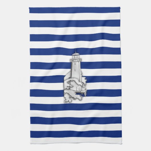 Linge De Cuisine Chrome comme phare sur les rayures nautiques (Vertical)