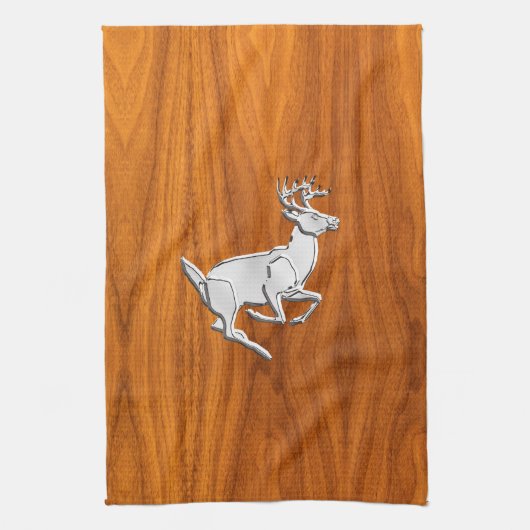 Linge De Cuisine Chrome Like Running Deer on Fine Teak (Vertical)