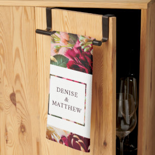 Linge De Cuisine Chrysanthème romantique sur Gossamer Pink