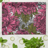 Linge De Cuisine Chrysanthème rose (Plié)