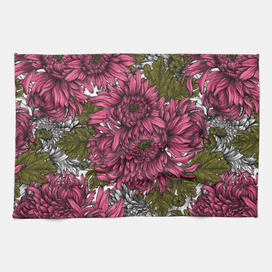 Linge De Cuisine Chrysanthème rose (Horizontal)