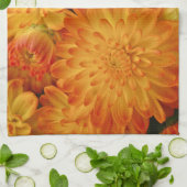 Linge De Cuisine Chrysanthèmes orange Fire (Plié)