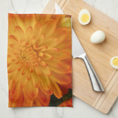 Linge De Cuisine Chrysanthèmes orange Fire (Quart Plié)
