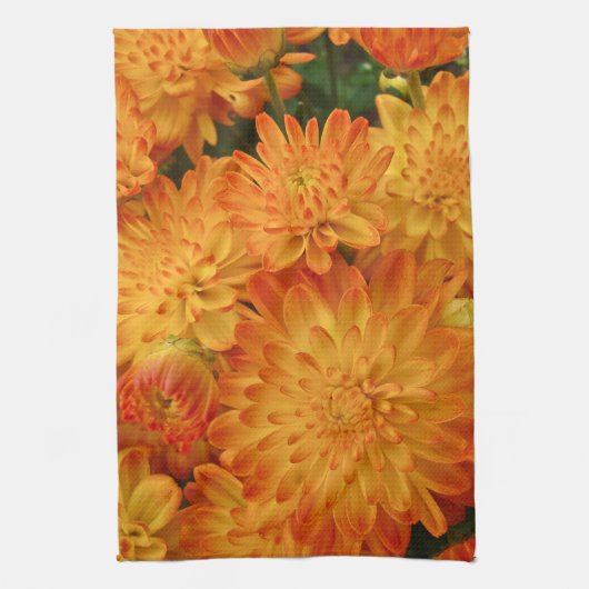 Linge De Cuisine Chrysanthèmes orange Fire (Vertical)