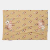 Linge De Cuisine Chute Citrouille Fleur sauvage Floral Mustard Polk (Horizontal)