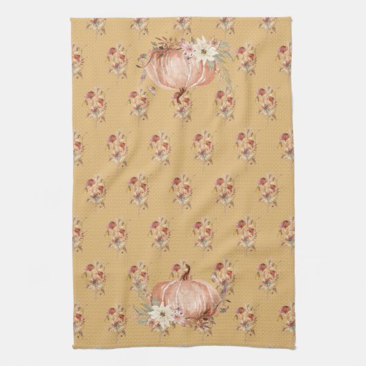 Linge De Cuisine Chute Citrouille Fleur sauvage Floral Mustard Polk (Vertical)