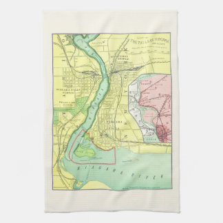 Linge De Cuisine Chutes du Niagara et carte vintage 1885 de