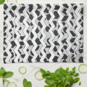 Linge De Cuisine Chvron noir et blanc dalmate (Plié)