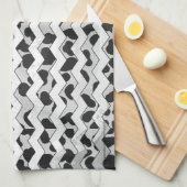 Linge De Cuisine Chvron noir et blanc dalmate (Quart Plié)