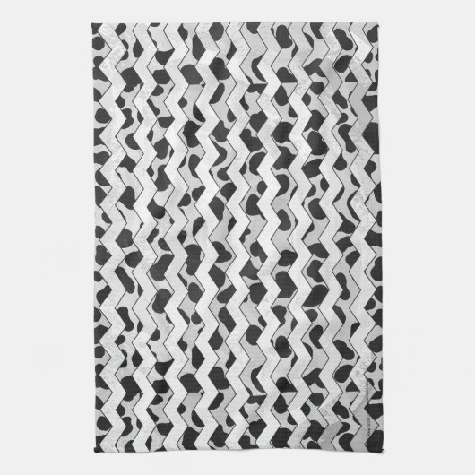 Linge De Cuisine Chvron noir et blanc dalmate (Vertical)