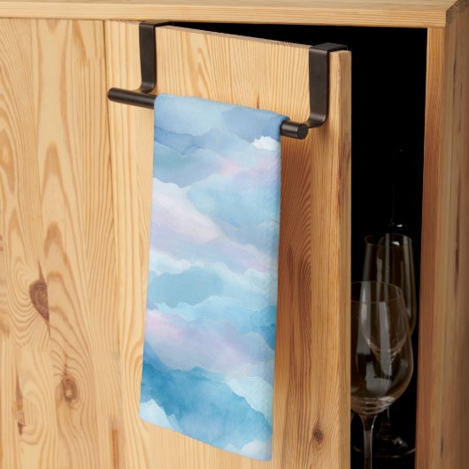 Linge De Cuisine Ciel Abstrait Brouillard Bleu Aquarelle Douce (Pliage en tiers)