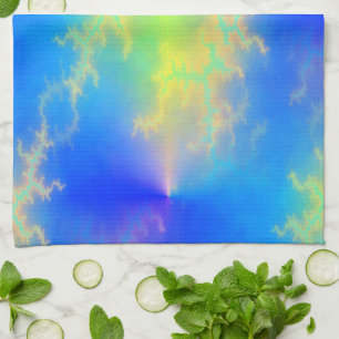 Linge De Cuisine Ciel bleu et boulons de foudre jaune doré