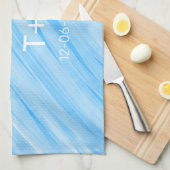 Linge De Cuisine Ciel bleu merci ajouter nom couple date année text (Quart Plié)