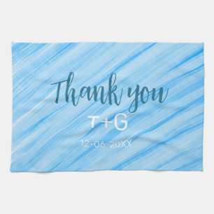 Linge De Cuisine Ciel bleu merci ajouter nom couple date année text