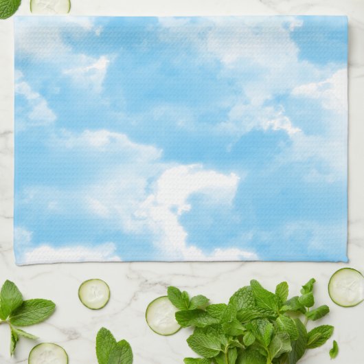 Linge De Cuisine Ciel bleu nuages (Plié)