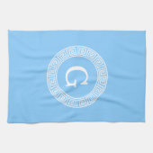 Linge De Cuisine Ciel bleu What Grèce clé cadre de ligne initiale M (Horizontal)