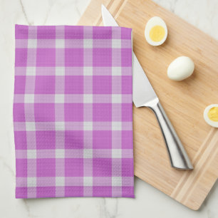 Linge De Cuisine Ciel carreaux magenta et blanc