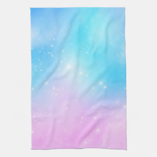 Linge De Cuisine Ciel dégradé rose et bleu pastel avec étoiles