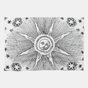 Linge De Cuisine Ciel Nocturne Antique Étoiles Soleil Zodiaque Médi