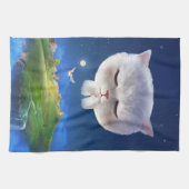 Linge De Cuisine Ciel nocturne avec chat (Horizontal)