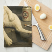 Linge De Cuisine Cigarette Kitten Funny Smoking Cat Gen Z Meme (Quart Plié)