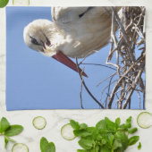 Linge De Cuisine cigogne blanche dans son nid (Plié)