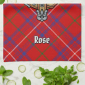 Linge De Cuisine Cimier Rose de clan sur Tartan (Plié)