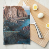 Linge De Cuisine Cinque Terre Italie Aquarelle Vintage (Quart Plié)