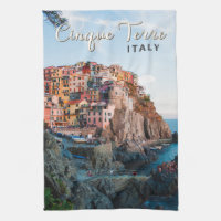 Cinque Terre Italie Aquarelle Vintage