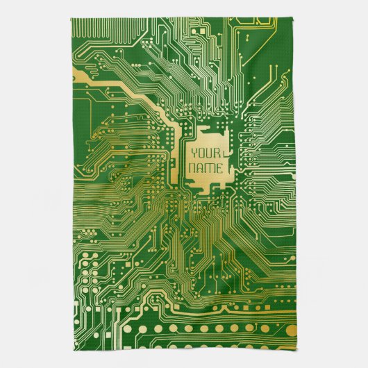 Linge De Cuisine Circuit Monogramme Motherboard Electronics Chip Te (Vertical)
