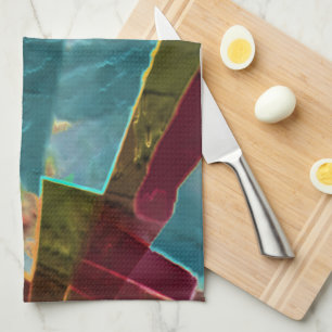 Linge De Cuisine cire sculptée à l'aspect Brown et bleu