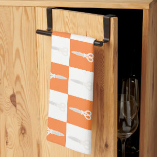 Linge De Cuisine Ciseaux Rétro Motif à carreaux orange