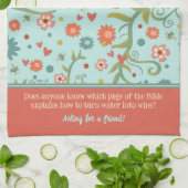 Linge De Cuisine Citation de vin drôle customisée Floral (Plié)