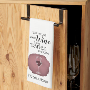 Linge De Cuisine Citation de vin drôle sauvée de la bouteille