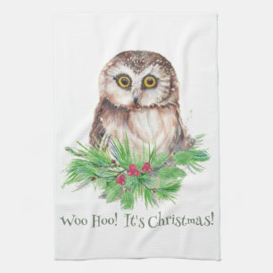 Linge De Cuisine Citation d'Humour de Noël Cute Owl Bird
