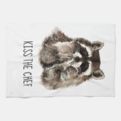 Linge De Cuisine Citation drôle Kiss the Cook mignon Raccoons, Anim (Horizontal)