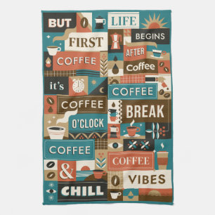 Linge De Cuisine Citations de café colorées