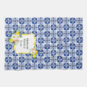 Linge De Cuisine Citron bleu marine italien méditerranéen (Horizontal)