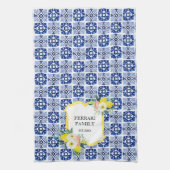 Linge De Cuisine Citron bleu marine italien méditerranéen (Vertical)