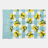 Linge De Cuisine Citron chic En vichy bleu (Horizontal)