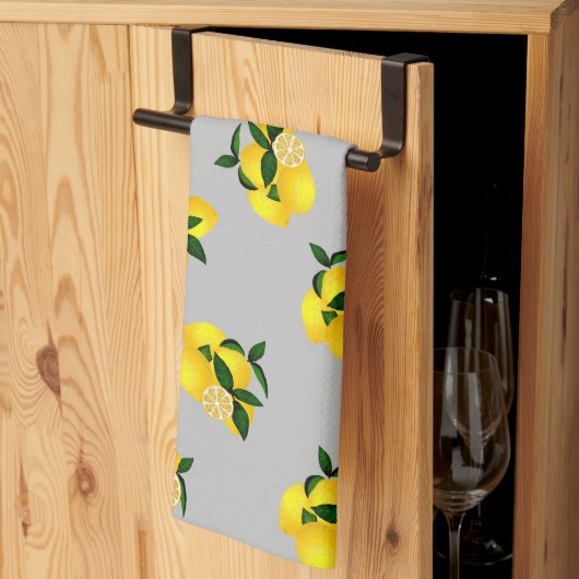Linge De Cuisine Citron chic gris (Pliage en tiers)
