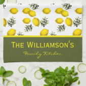 Linge De Cuisine Citron et Motif d'olive personnalisés (Plié)