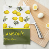 Linge De Cuisine Citron et Motif d'olive personnalisés (Quart Plié)