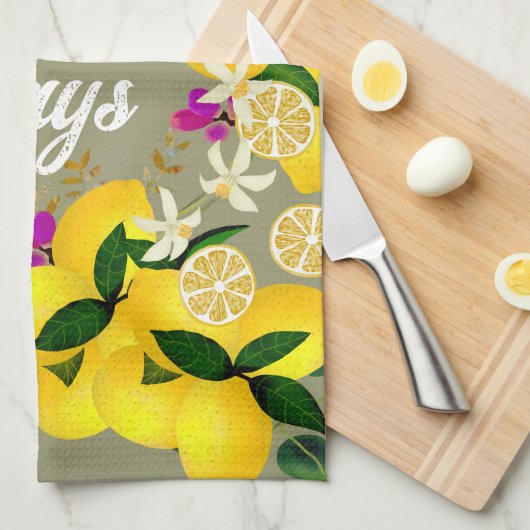 Linge De Cuisine Citron gris (Quart Plié)