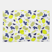 Linge De Cuisine Citron jaune imprimé et bleu Feuille Motif aliment (Horizontal)